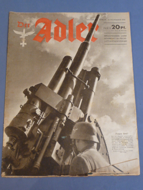 Original WWII German Luftwaffe Magazine Der Adler, November 1941