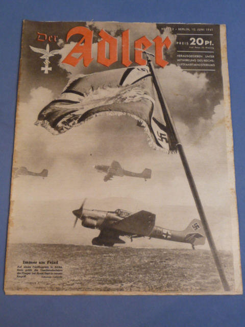 Original WWII German Luftwaffe Magazine Der Adler, June 1941