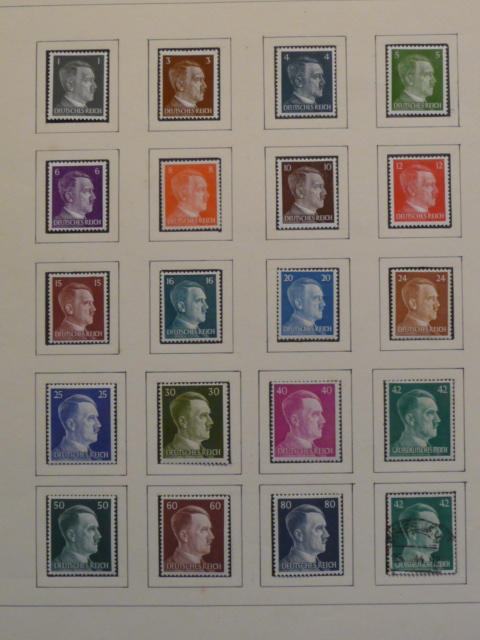 Original Nazi Era German Set of 20 Hitler Head Postage Stamps, MOUNTED