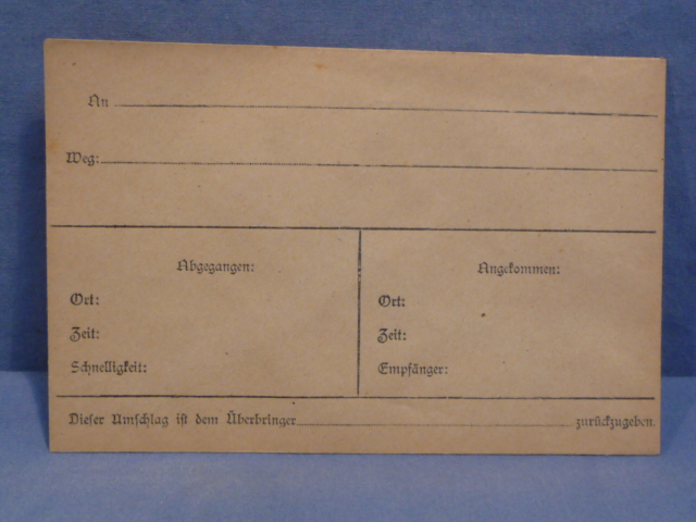 Original WWII Era German Courier Envelope, Time Sensitive