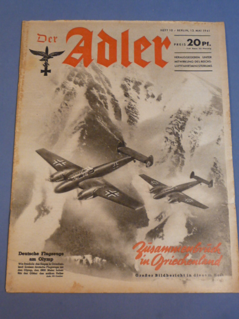 Original WWII German Luftwaffe Magazine Der Adler, May 1941