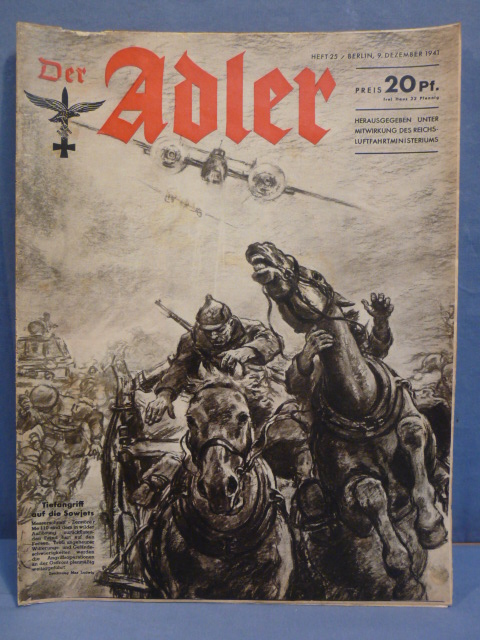 Original WWII German Luftwaffe Magazine Der Adler, December 1941