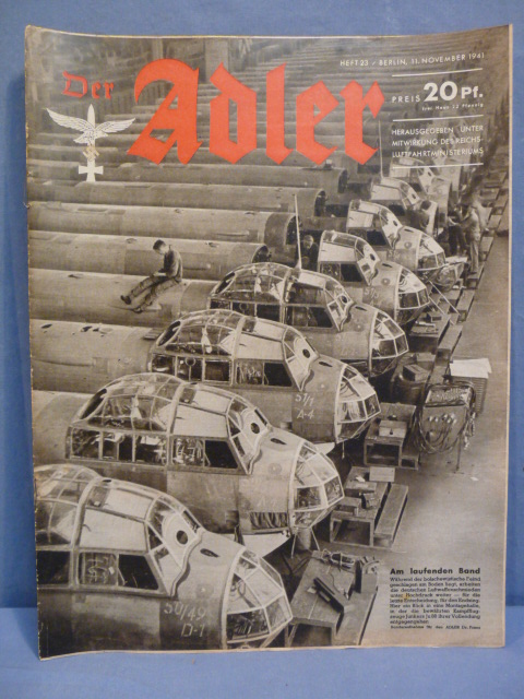 Original WWII German Luftwaffe Magazine Der Adler, November 1941