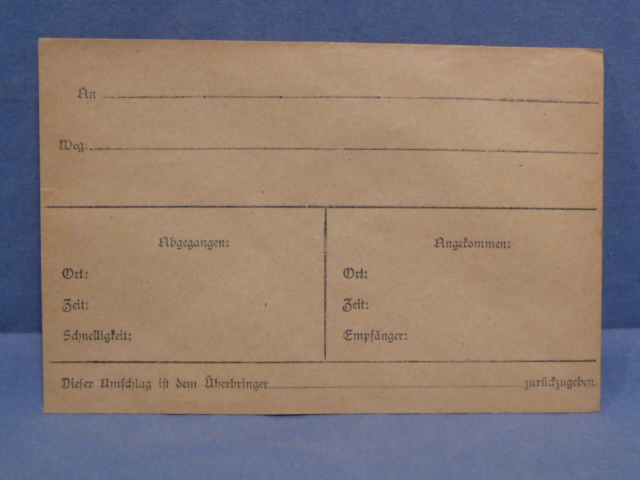 Original WWII Era German Courier Envelope, Time Sensitive