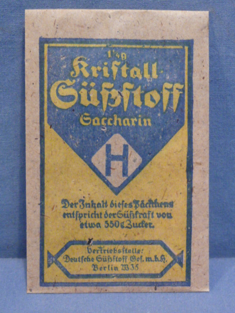 Original WWII Era German Blue & Yellow Packet of Saccharin