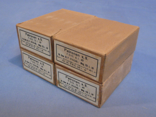 Original WWII German Cardboard 8mm Ammunition Boxes, Set of 4