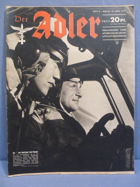 Original WWII German Luftwaffe Magazine Der Adler, April 1941