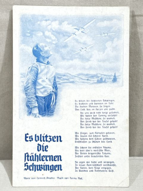 Original WWII German Military Song Postcard, Es blitzen die sthlernen Schwingen