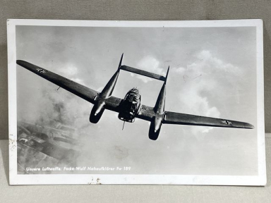 Original WWII German Military Themed Postcard, Focke-Wulf Nahaufklrer Fw 189