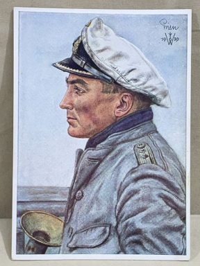 Original WWII German Personality Postcard, U-Boat Kapitnleutnant Gnther Prien