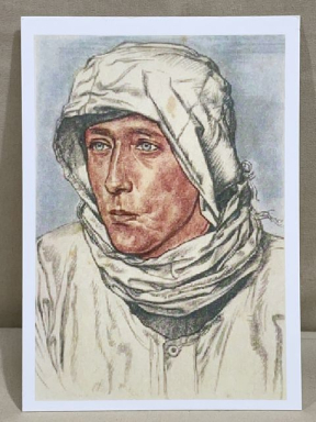 Original WWII German Military Themed Postcard, Patrol Leader in Snow Camo