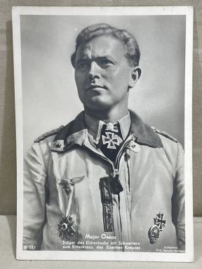 Original WWII German Personality Postcard, Oberstleutnant Oesau