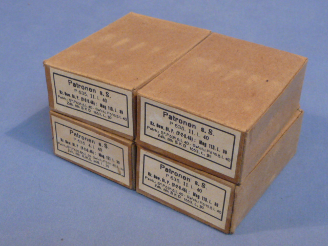 Original WWII German Cardboard 8mm Ammunition Boxes, Set of 4
