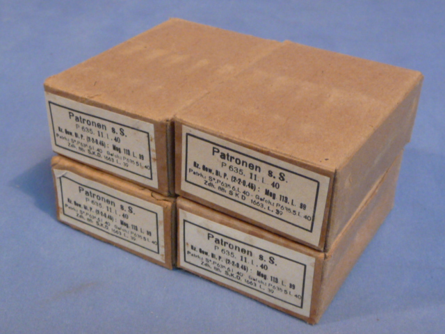 Original WWII German Cardboard 8mm Ammunition Boxes, Set of 4