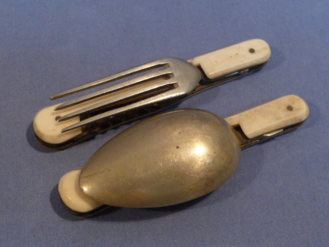 Original WWII Era German Pocket Knife Style Fork/Spoon/Cork Screw Set