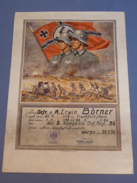 Original 1936 German Army Infantry Unit Service Award, Infantry Regiment 36