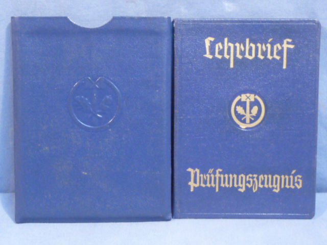 Original Nazi Era German Trade Certificate w/Slip Cover, Lehrbrief Prfungszeugnis