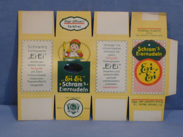 Original WWII Era German Ration Item, Egg Noodles Box