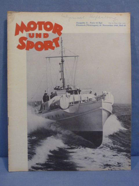 Original WWII German Motor and Sport (Motor und Sport) Magazine, November 1940