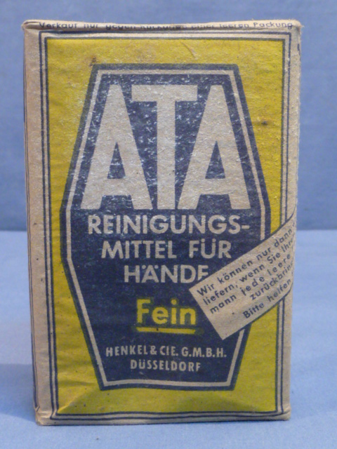 Original WWII German ATA Brand Washing Soap, R.Pfg. Priced!