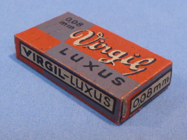 Original WWII German Box of 10 Razor Blades, VIRGIL-LUXUS