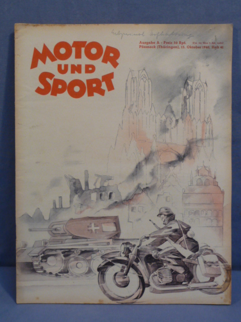Original WWII German Motor and Sport (Motor und Sport) Magazine, October 1940