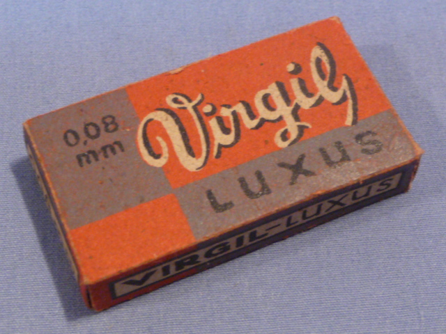 Original WWII German Box of 10 Razor Blades, VIRGIL-LUXUS