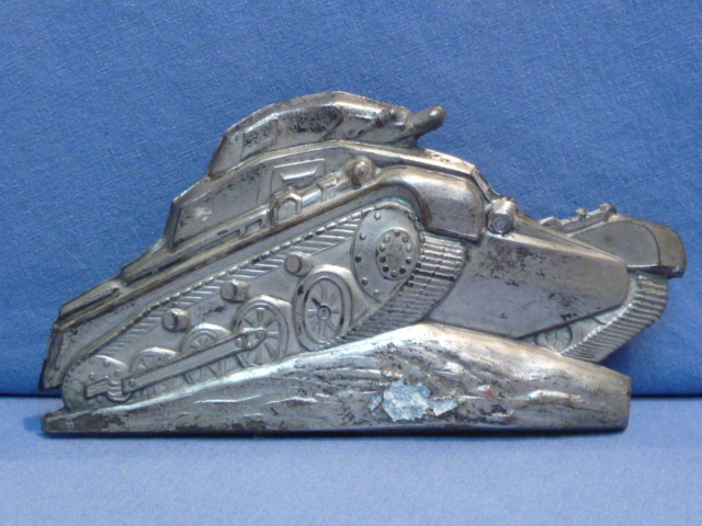 Original WWII German Stamped Metal Panzer (Tank) Plaque for Photo Album?