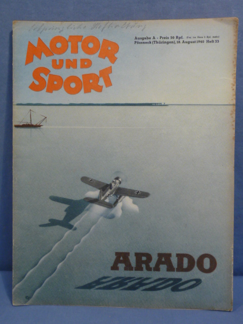 Original WWII German Motor and Sport (Motor und Sport) Magazine, August 1940