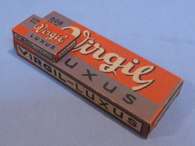Original WWII German Box of 10 Razor Blades PLUS Outer Box, VIRGIL-LUXUS