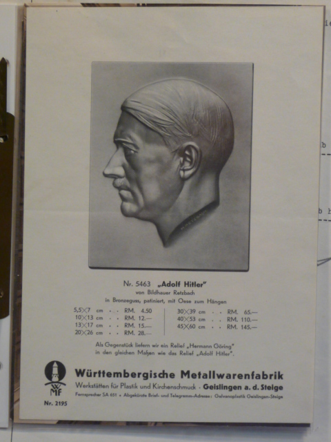 Original 1939 German Artist's Bill to Nazi Government for F�hrer Sculptures SUPER!!!!