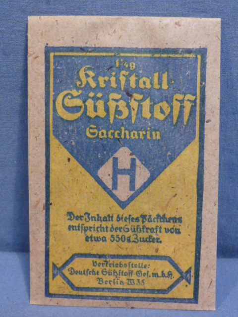 Original WWII Era German Blue & Yellow Packet of Saccharin