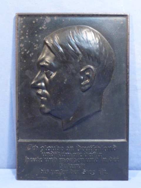 Original Nazi Era German Heavy Metal HITLER Plaque