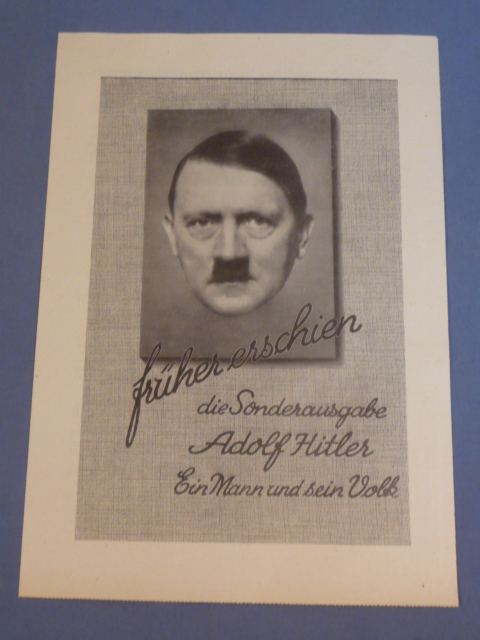 Original WWII Era German Books Sales Flyer, Adolf Hitler - Ein Mann und sein Volk