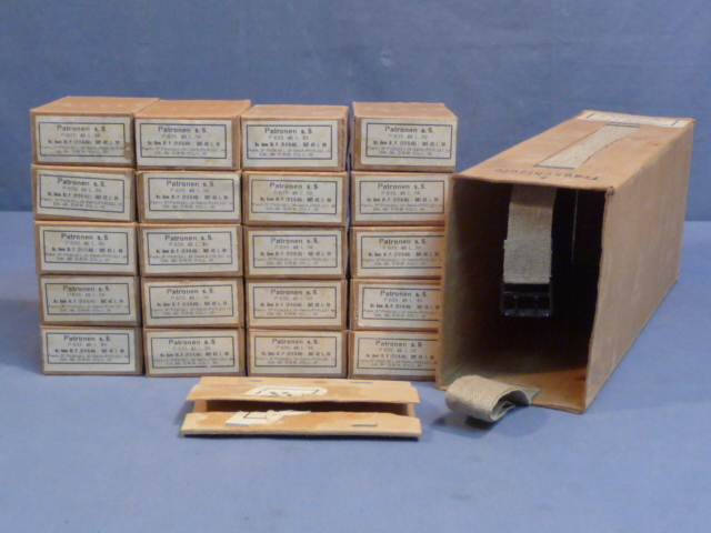 Original WWII German 8mm Mauser Ammo Boxes & Sleeve
