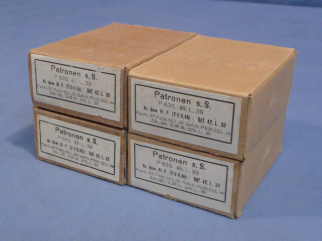 Original WWII German Cardboard 8mm Ammunition Boxes, Set of 4