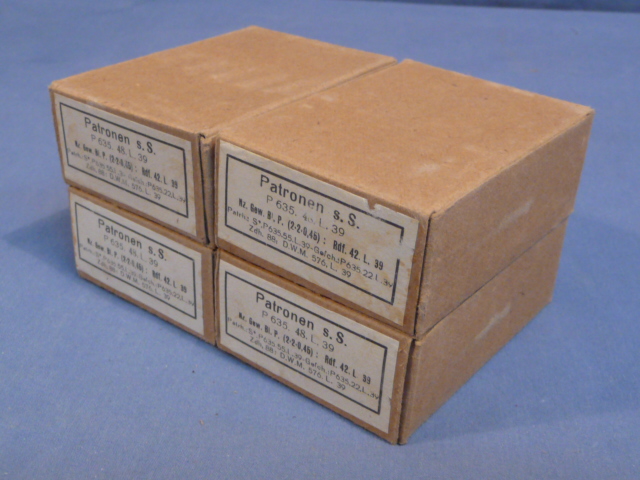 Original WWII German Cardboard 8mm Ammunition Boxes, Set of 4