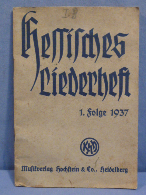 Original 1937 German Hessian Song Book Pocket Book, Hessisches Liederheft