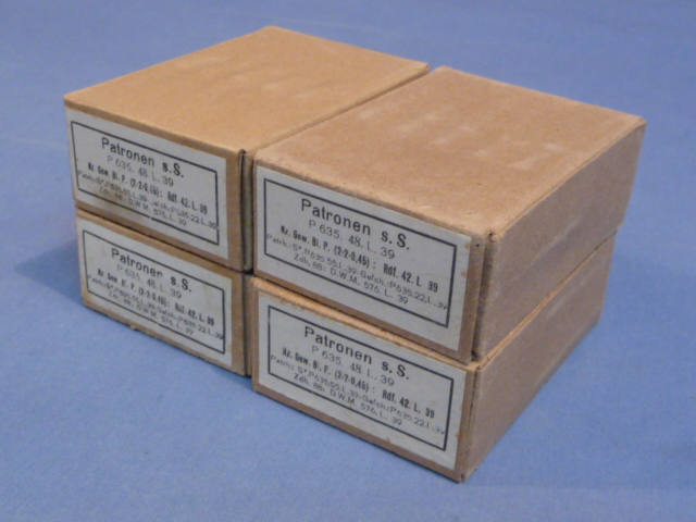 Original WWII German Cardboard 8mm Ammunition Boxes, Set of 4