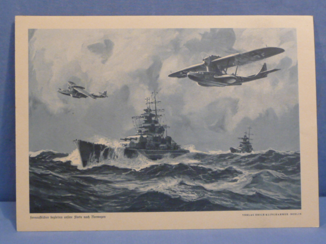 Original WWII German Military Themed Print, Fernaufkl�rer begleiten unsere Flotte nach Nowegen