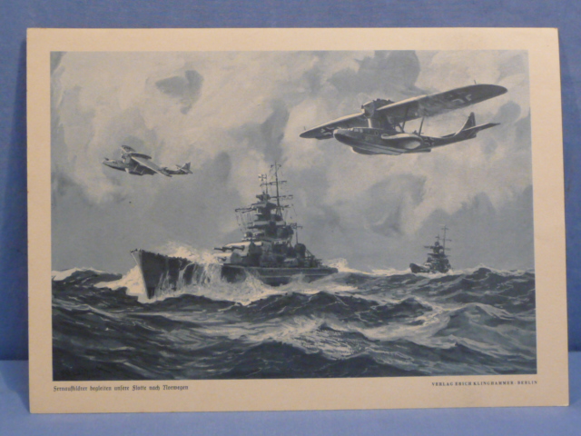 Original WWII German Military Themed Print, Fernaufklrer begleiten unsere Flotte nach Nowegen