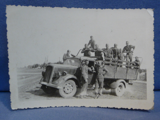 Original WWII German Waffen-SS Soldiers with Truck Photograph