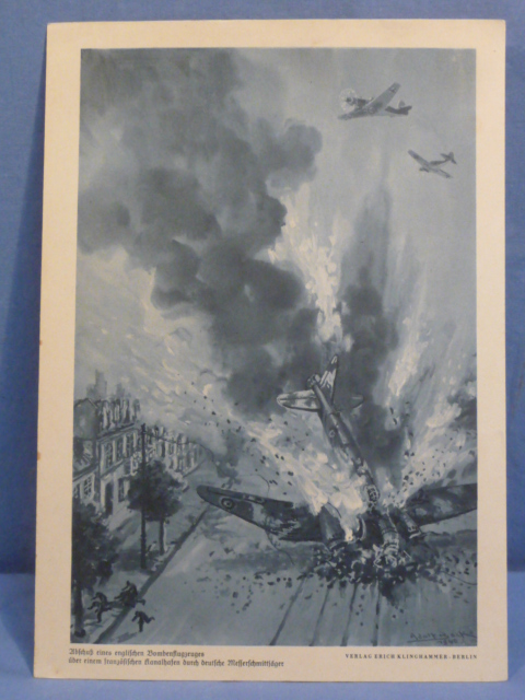 Original WWII German Military Themed Print, Abschu� eines englischen Bombenflugzeuges