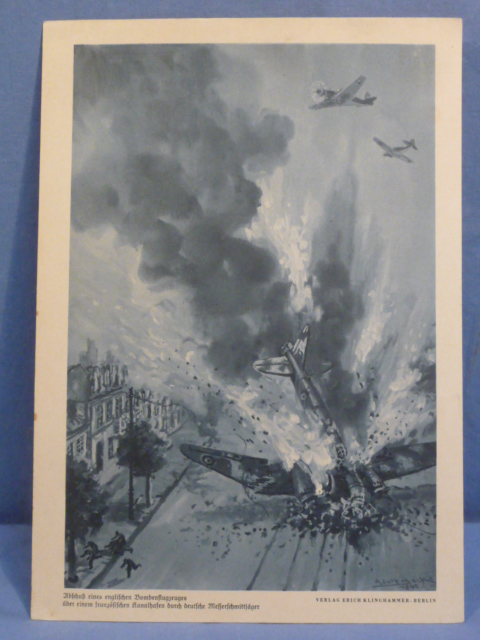 Original WWII German Military Themed Print, Abschu eines englischen Bombenflugzeuges