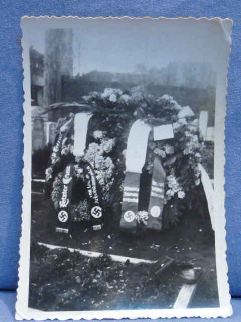 Original WWII German Photograph of a Waffen-SS Soldier's Grave