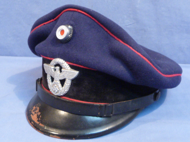Original Nazi Era German Fire Police NCO's Visor Hat, Feuerschutzpolizei