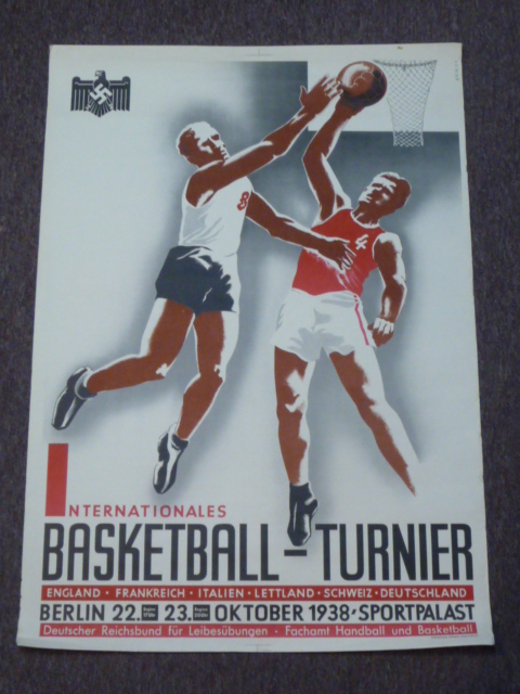 Original 1938 German NSRL/DRL Sports Poster, Basketball Competition