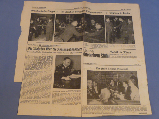 Original Nazi Era German SS Related Newspaper Clippings