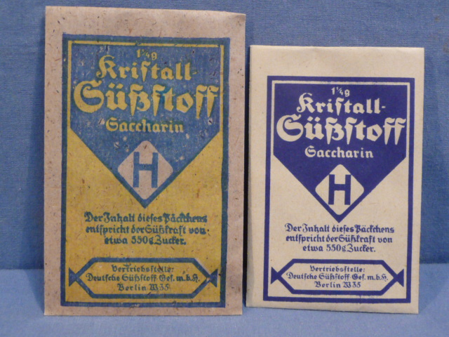Original WWII Era German Set of 2 Packets of Saccharin