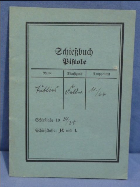 Original WWII German Soldier's Schiebuch (Shooting Book) for Pistol